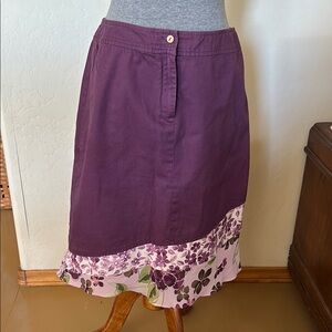 Christopher & Banks Purple Floral Midi Skirt
